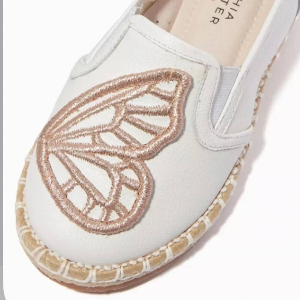 Sophia Webster Embroidered Gold Signature Butterfly Motif Girls Shoes